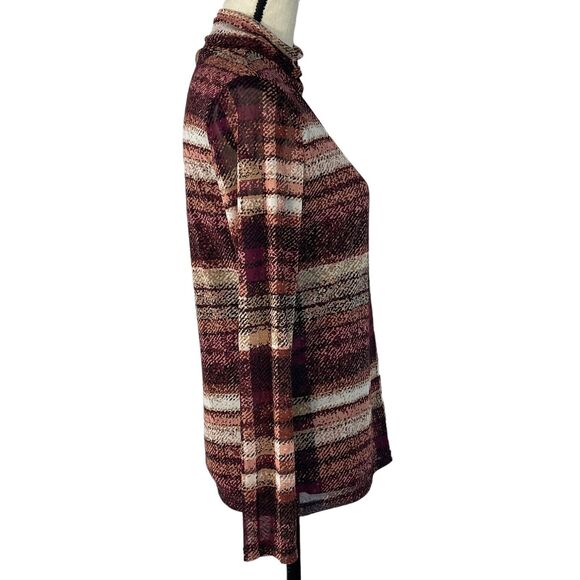 Bar III X-Small Top Plaid Long Sleeve Turtleneck Stretch Lined Lightweight Multi - Picture 4 of 9